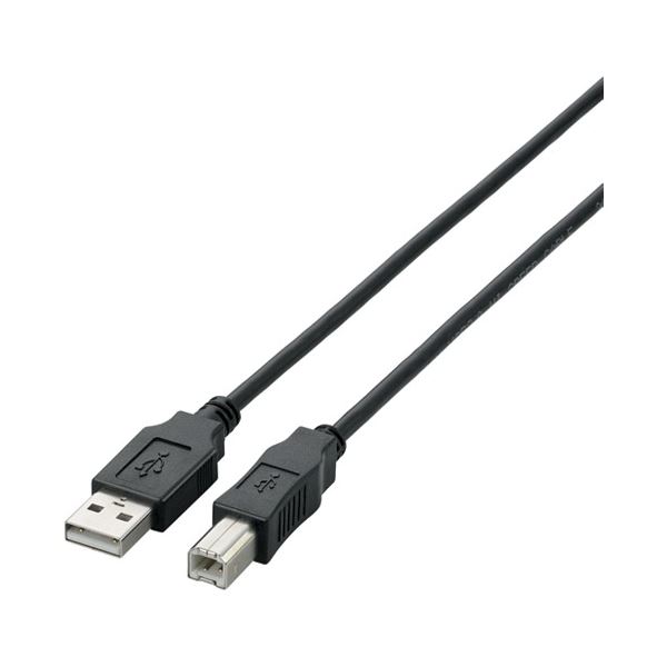 (まとめ）エレコム USB2.0ケーブル3m U2C-BN30BK ブラック【×5セット】