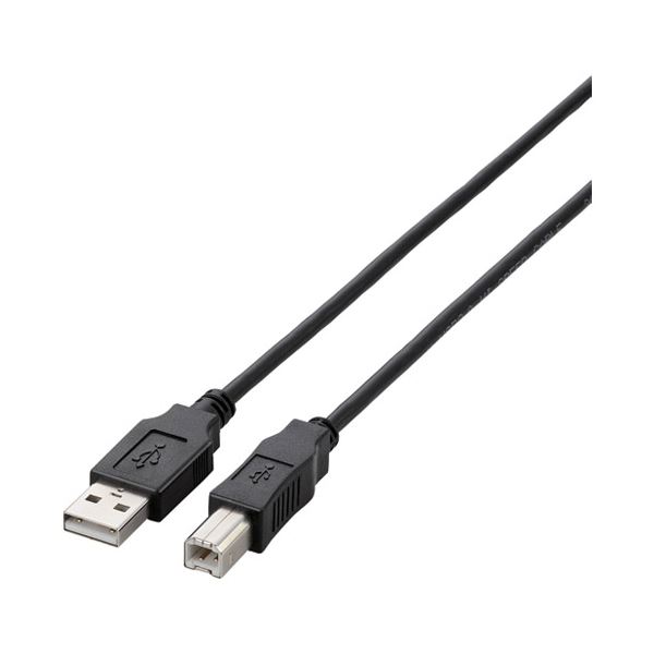 (まとめ）エレコム USB2.0ケーブル1m U2C-BN10BK ブラック【×5セット】