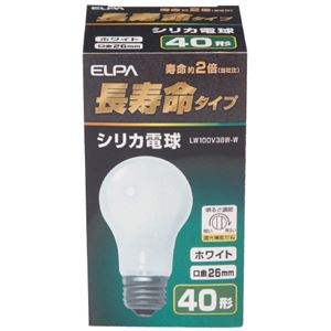 （まとめ）朝日電器 ELPA シリカ電球40形 LW100V38W 白（×50セット）