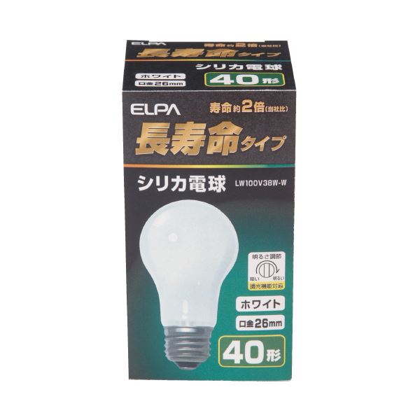 （まとめ）朝日電器 ELPA シリカ電球40形 LW100V38W 白（×50セット）