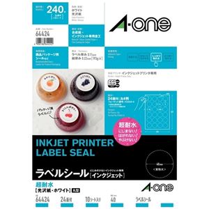 【まとめ】 エーワン ラベルシールIJ超耐水光沢 24面 64424 20枚 【×2セット】