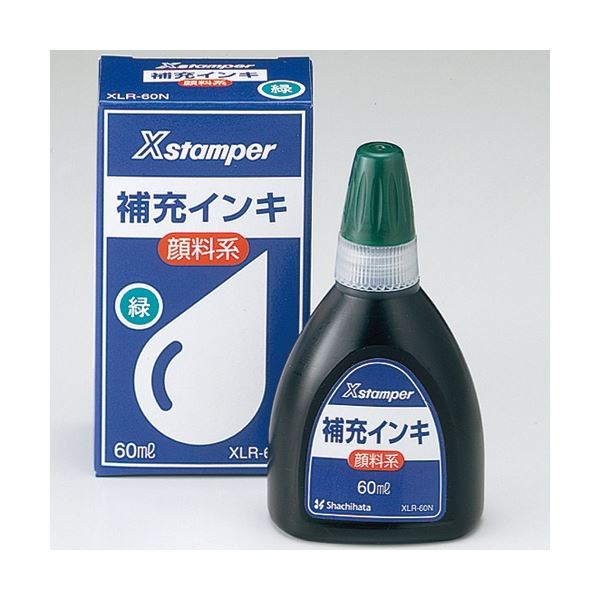 【まとめ】 シヤチハタ Xスタンパー補充インキ60ml XLR-60N緑 顔料 【×2セット】