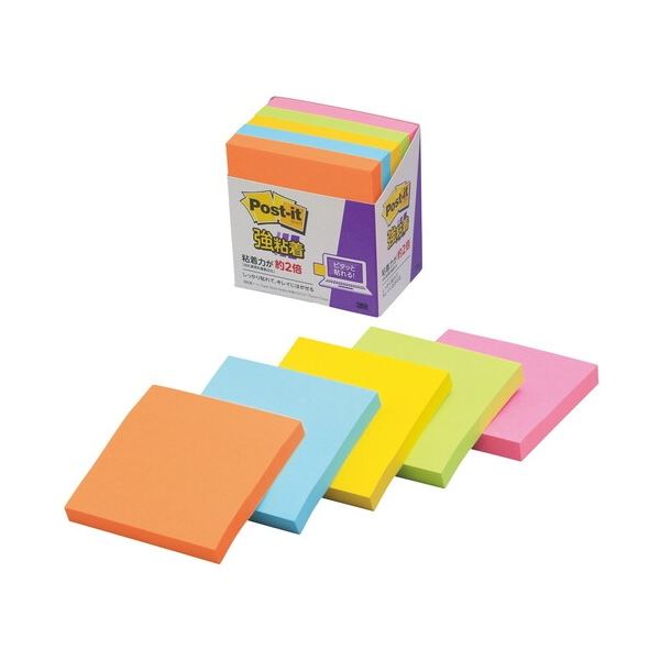 【まとめ】 スリーエム ジャパン Post-it 654-5SSAN 強粘着 75mm*75mm 蛍光 【×2セット】