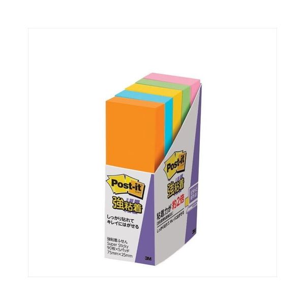 【まとめ】 スリーエム ジャパン Post-it 500-5SSAN 強粘着 75mm×25mm 蛍光 【×3セット】