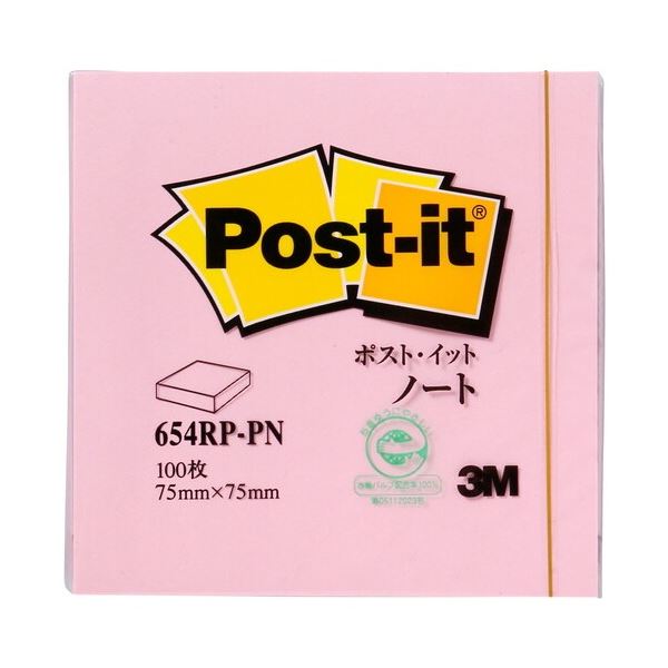 【まとめ】 スリーエム ジャパン Post-it 再生紙ノート 654RP-PN ピンク 【×10セット】