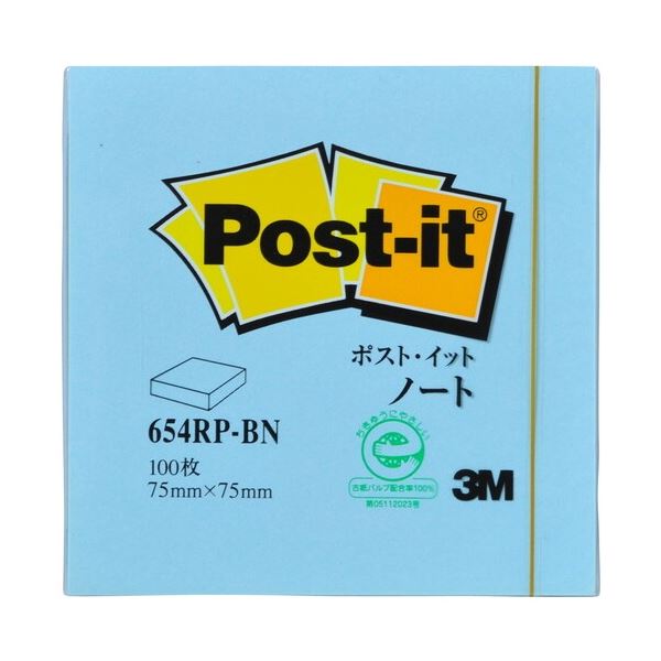 【まとめ】 スリーエム ジャパン Post-it 再生紙ノート 654RP-BN ブルー 【×10セット】