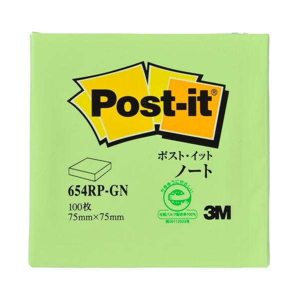 【まとめ】 スリーエム ジャパン Post-it 再生紙ノート 654RP-GN グリーン 【×10セット】