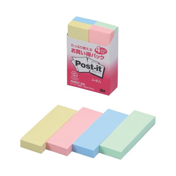 【まとめ】 スリーエム ジャパン Post-it 再生紙ふせん 500RP-BK 混色 【×5セット】