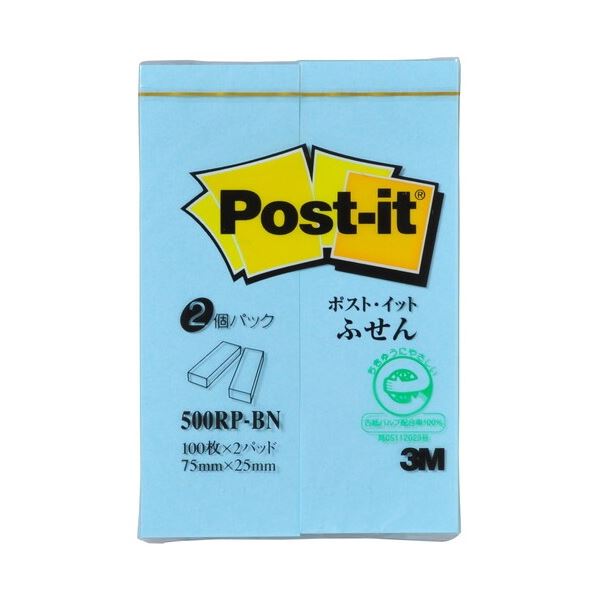 【まとめ】 スリーエム ジャパン Post-it 再生紙ふせん 500RP-BNブルー 【×10セット】