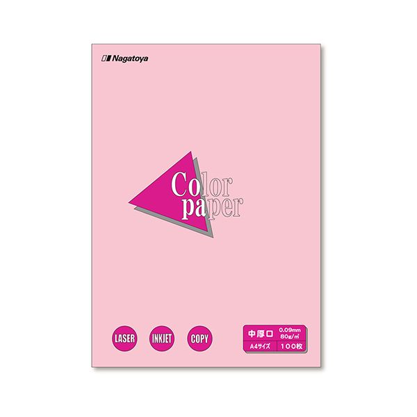 【まとめ】 カラーペーパー中厚口A4 桃100枚 【×3セット】