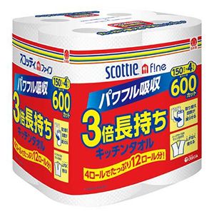 【まとめ】 スコッティファイン3倍巻キッチンタオル 4R 【×2セット】