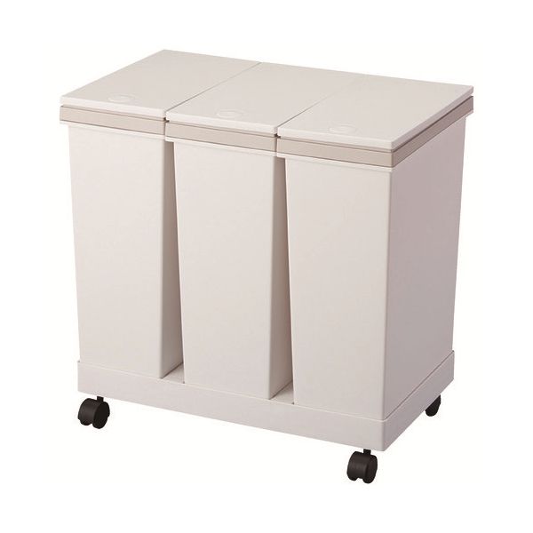 キャスター付きゴミ箱 3個セット ホワイト