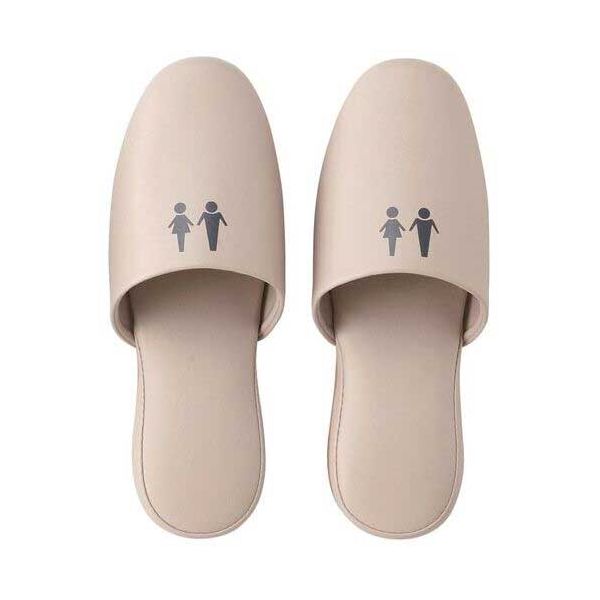 【まとめ】 トイレスリッパ M ベージュ ピクトグラム柄 【×2セット】