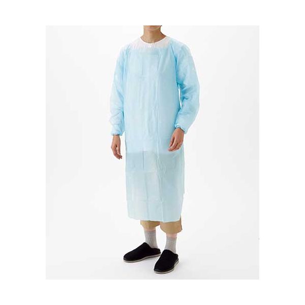 【まとめ】 ポリエプロン ゴム袖 ブルー 10枚入 【×2セット】