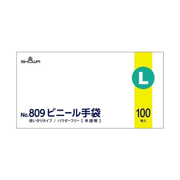 【まとめ】 809 ビニール手袋 100枚 L 粉なし 【×3セット】