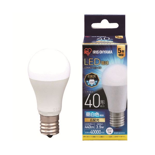 LED電球40W E17 広配光 昼白色 4個