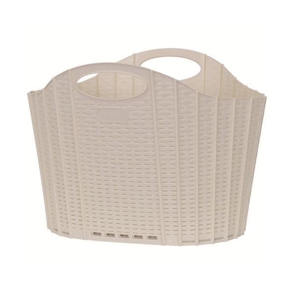 折りたためるランドリーバスケットラタン アイボリー