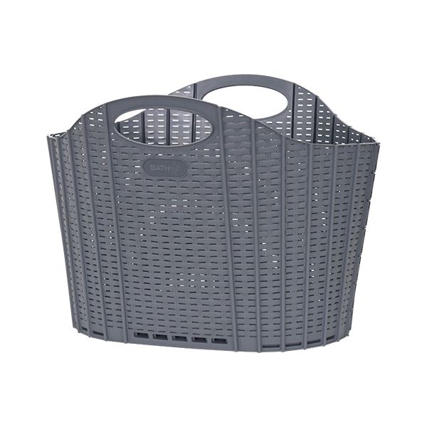 折りたためるランドリーバスケットラタン グレー