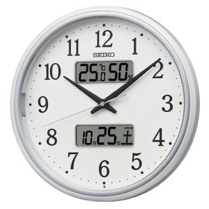 温湿度カレンダー付電波掛時計（ライト付き）