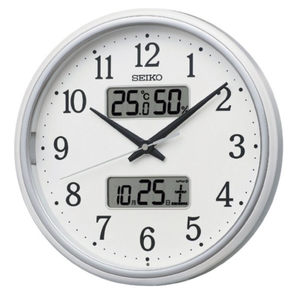 温湿度カレンダー付電波掛時計（ライト付き）