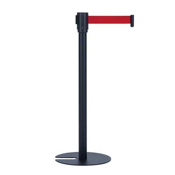 ベルトパーテーションスタンドUN（1本入り）ステン黒 赤 【組立品】