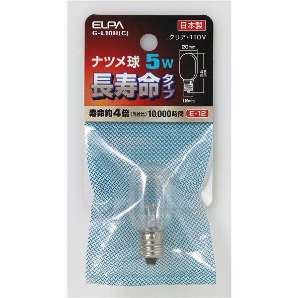 （まとめ） ELPA 長寿命ナツメ球 電球 5W E12 クリア G-L10H（C） 【×20セット】