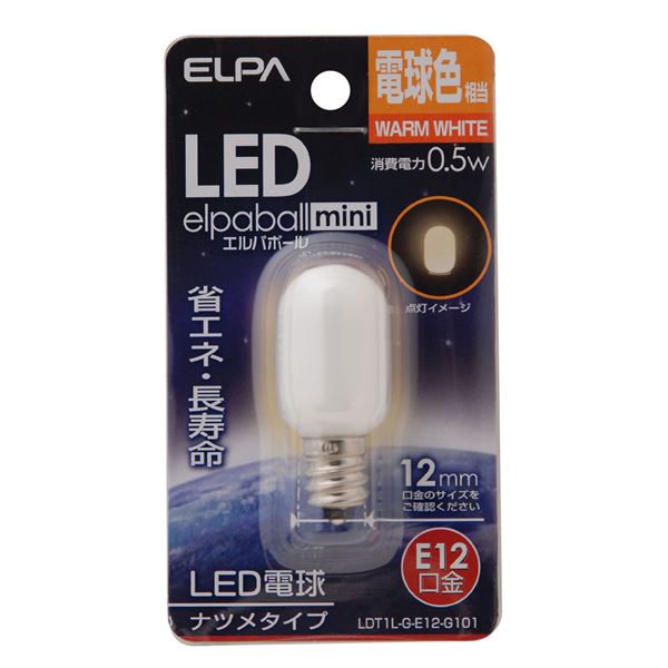 （まとめ） ELPA LEDナツメ球 E12 電球色 LDT1L-G-E12-G101 【×10セット】