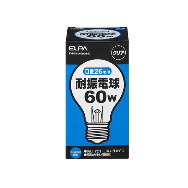 （まとめ） ELPA 耐震電球 60W E26 クリア EVP110V60WA60C 【×25セット】