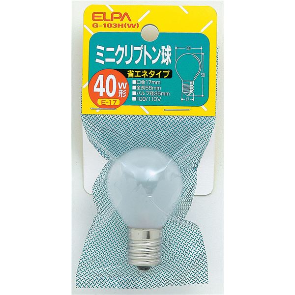 （まとめ） ELPA ミニクリプトン球 電球 40W形 E17 ホワイト G-103H（W） 【×30セット】