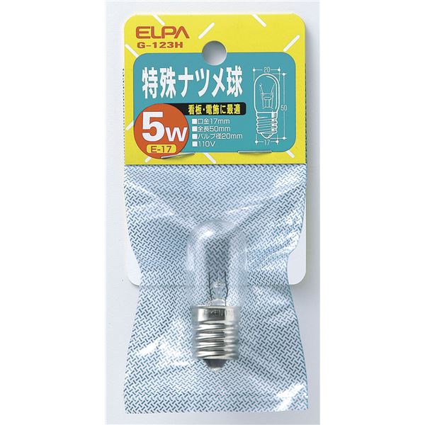 （まとめ） ELPA 特殊ナツメ球 電球 5W E17 クリア G-123H 【×30セット】