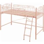 ロフトベッド/システムベッド 【ロータイプ】 シングルサイズ スチール 階段付き 姫系 ピンク 