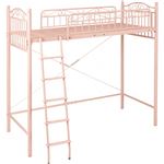 ロフトベッド/システムベッド 【ハイタイプ】 シングルサイズ スチール 階段付き 姫系 ピンク 