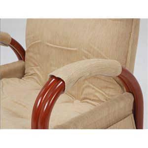 リクライニングチェア/ギア回転座椅子 【座面高26cm】 木製(籐) 肘付き ハイバック仕様  商品写真2