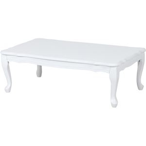 折れ脚テーブル(ローテーブル/折りたたみテーブル) 長方形 幅80cm 木製 猫足 アンティーク風 ホワイト(白) 商品写真