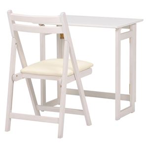 折りたたみ椅子(作業用チェア) 木製×合成皮革/合皮 WS ホワイト(白) 商品写真3