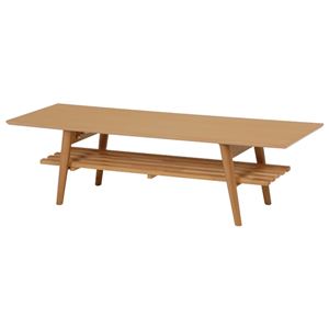 折れ脚テーブル(ローテーブル/折りたたみテーブル) 長方形 幅120cm 木製 収納棚付き ナチュラル 商品写真1