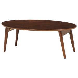 折れ脚テーブル(ローテーブル/折りたたみテーブル) 楕円形 幅90cm×奥行50cm×高さ33.5cm 木製 ブラウン 商品写真