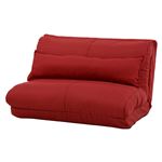 3WAYソファーベッド 【幅90cm】 6段階リクライニング クッション付き レッド(赤)