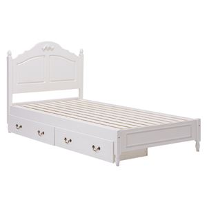 収納付きベッド 【シングルサイズ】 本体 木製/パイン材 ベッド下引き出し収納付き ホワイト(白) - 拡大画像