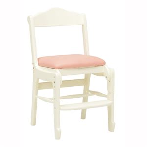 キッズチェア(子供用椅子/学習椅子) 木製/合成皮革(合皮) 幅43cm 高さ調整可 ホワイト(白)  - 拡大画像