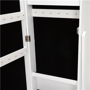 スタンドミラー(ジュエリーボックス/全身姿見鏡) 幅35cm 収納スペース付き ホワイト(白)  商品写真3