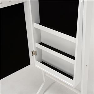 スタンドミラー(ジュエリーボックス/全身姿見鏡) 幅35cm 収納スペース付き ホワイト(白)  商品写真4