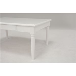 シンプルセンターテーブル/ローテーブル 【幅90cm】 木製 クリスタル調取っ手/引き出し付き ホワイト(白)  商品写真4