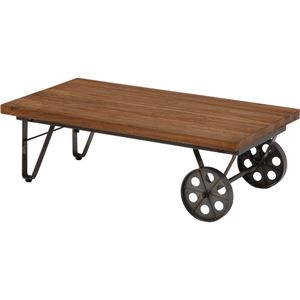 センターテーブル/ローテーブル 【幅110cm】 木製×スチールパイプ 『リベルタシリーズ』 車輪型キャスタータイプ  商品写真2