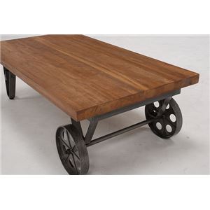 センターテーブル/ローテーブル 【幅110cm】 木製×スチールパイプ 『リベルタシリーズ』 車輪型キャスタータイプ  商品写真3