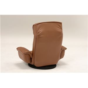 回転座椅子(リクライニングチェア/ローチェア) ブラウン 肘付き 手元レバー式  商品写真4