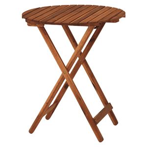 木製ガーデンテーブル/アウトドアテーブル 【円形/幅60cm】 折りたたみ式 木目調  - 拡大画像