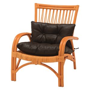 アームチェア/籐椅子 肘付き 張地:合成皮革(合皮) 座面高34cm ナチュラル  商品写真1