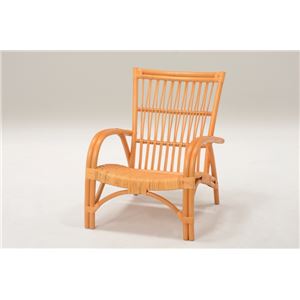 アームチェア/籐椅子 肘付き 張地:合成皮革(合皮) 座面高34cm ナチュラル  商品写真2