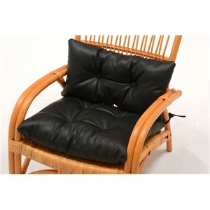 アームチェア/籐椅子 肘付き 張地:合成皮革(合皮) 座面高34cm ナチュラル  商品写真3